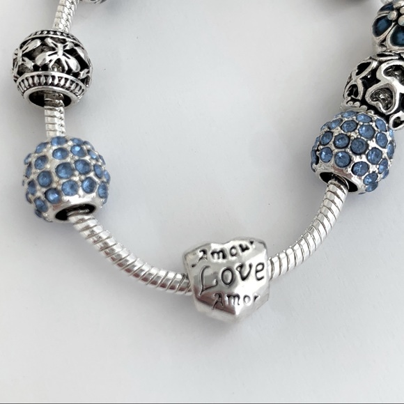 🆕Silver Plated Charm Bracelet - Blue - Picture 2 of 5